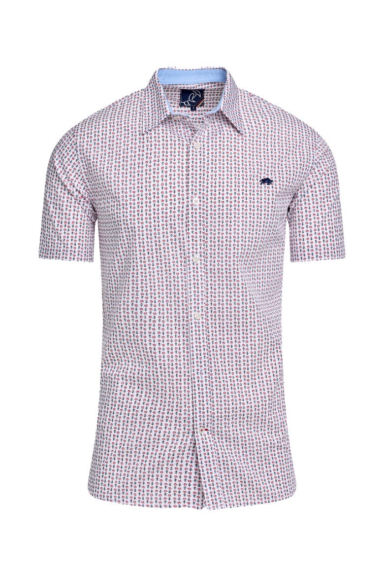 Short Sleeve Flower Cotton Poplin Shirt, Alternate, color, White