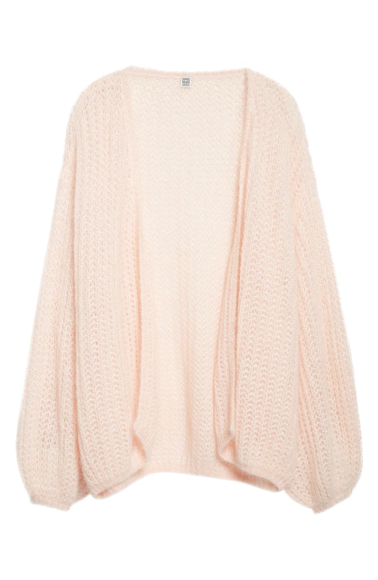 TOTEME Puff Mohair & Wool Blend Open Stitch Cardigan, Alternate, color, Bloom