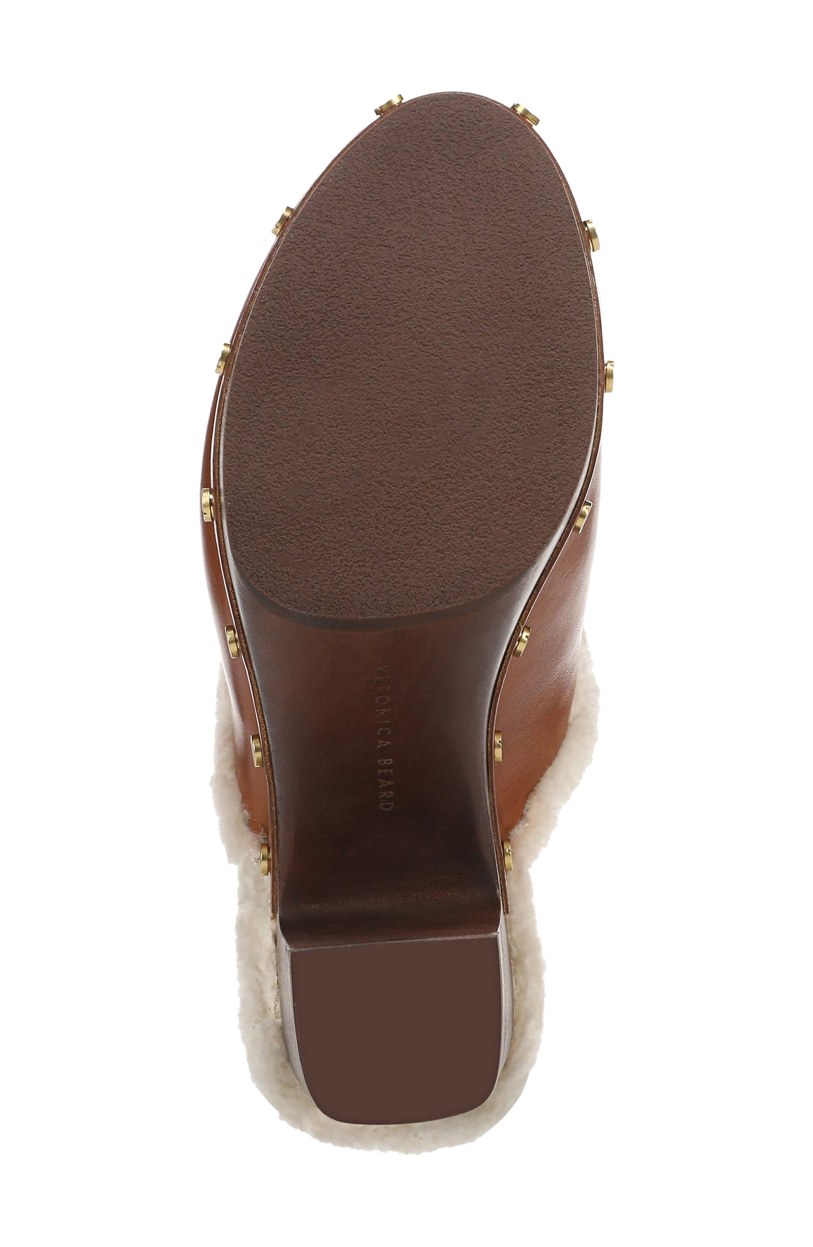 Larken Leather Clog with Genuine Shearling Trim, Alternate, color, HAZELWOOD LEATHER