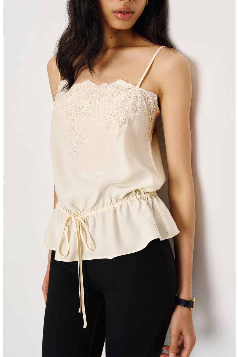 Silvia Tie Waist Silk Camisole, Alternate, color, FIOR DI LATTE