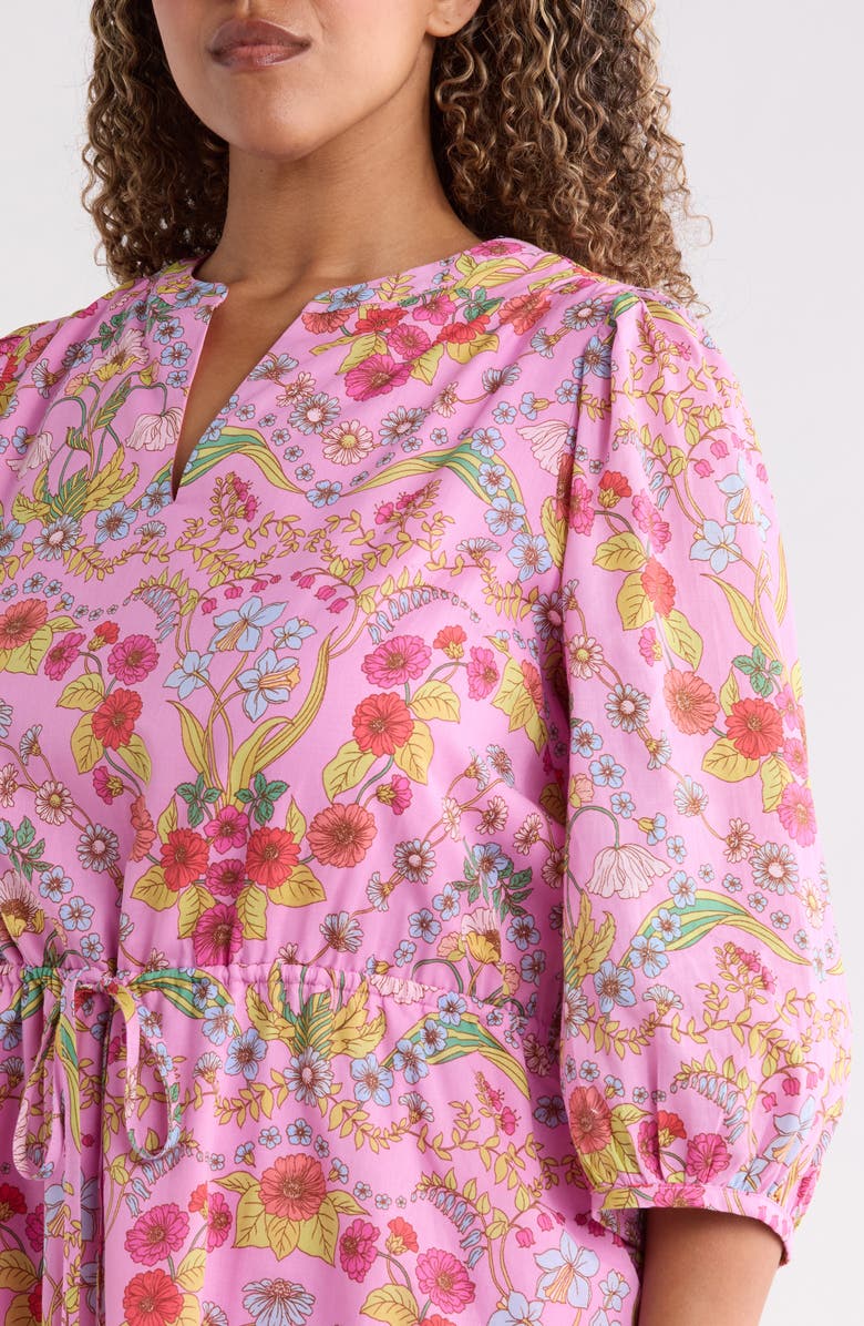SUGARLIPS Ramsie Floral Print Minidress, Alternate, color, Cream-Pink-Mul