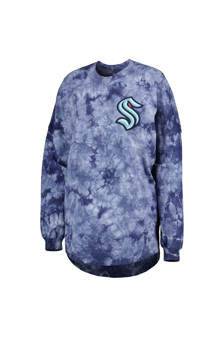 Women's Fanatics Branded Deep Sea Blue Seattle Kraken Crystal-Dye Long Sleeve T-Shirt, Alternate, color, Navy