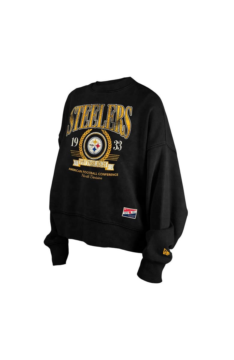 New Era Women's New Era Black Pittsburgh Steelers Throwback Boxy Sweatshirt, Alternate, color, 