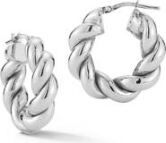 GLAZE JEWELRY Twist Sterling Silver Hoop Earrings