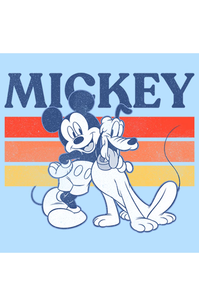 Mickey & Friends Men's Mickey & Friends Retro Pluto and Mickey Mouse  Graphic T-Shirt, Alternate, color, Light Blue
