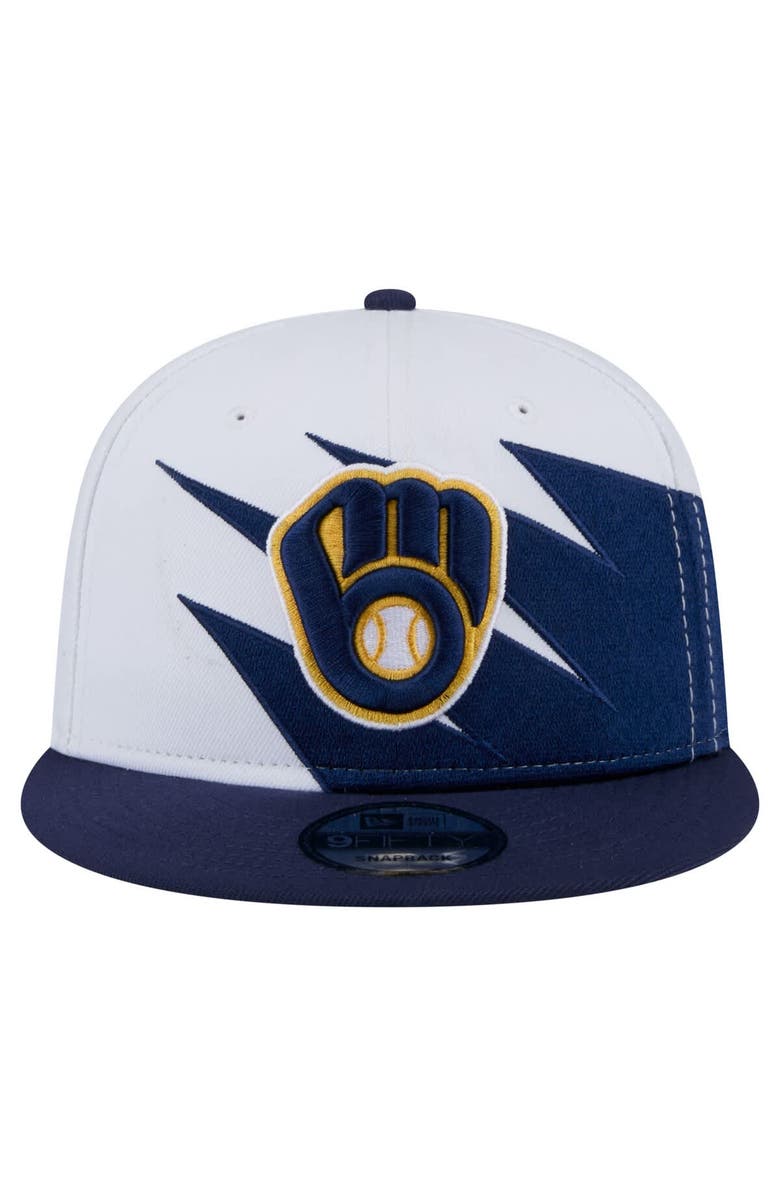 New Era Men's New Era Navy/White Milwaukee Brewers Jagged 9FIFTY Snapback Hat, Alternate, color,