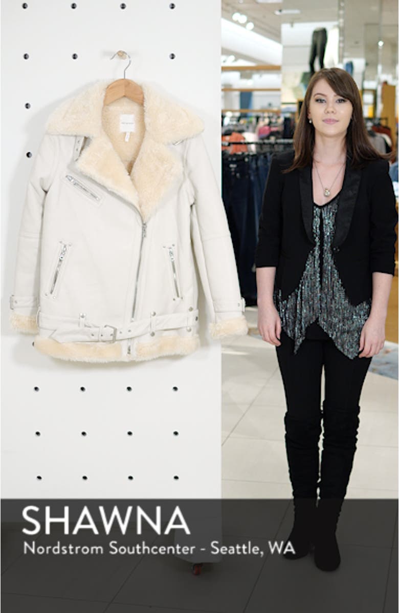 Faux Shearling Biker Jacket, sales video thumbnail