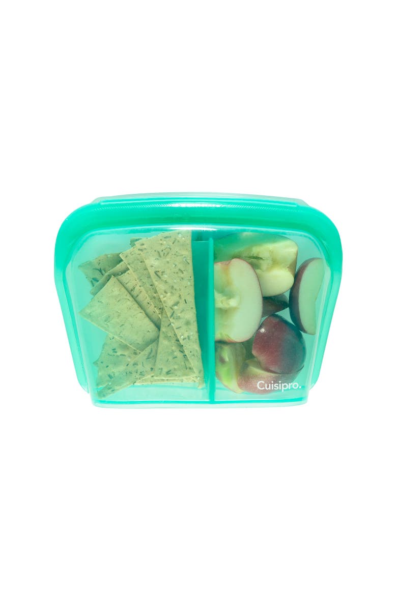 Pack-It Silicone Reusable Stand Up Storage Bag w/Divider, 1300ml/44 oz, Alternate, color, Green