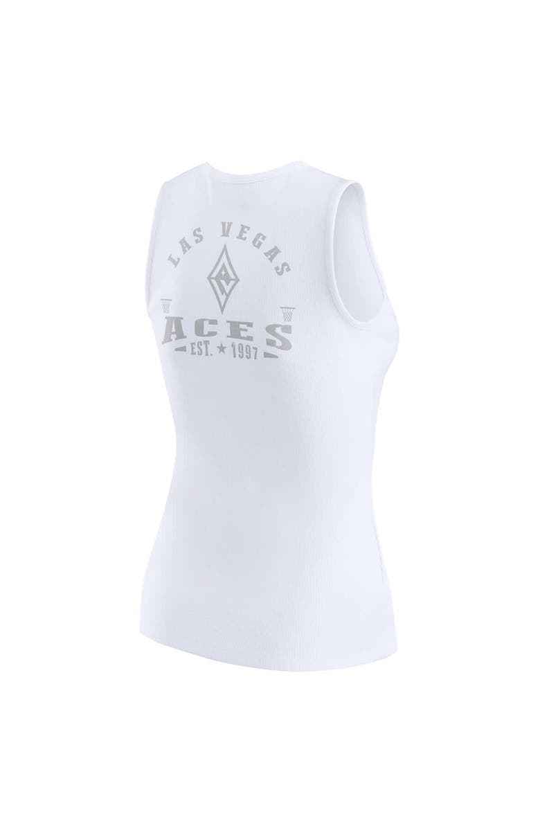 WEAR by Erin Andrews Women's WEAR by Erin Andrews White Las Vegas Aces Rib-Knit Henley Tank Top, Alternate, color, White