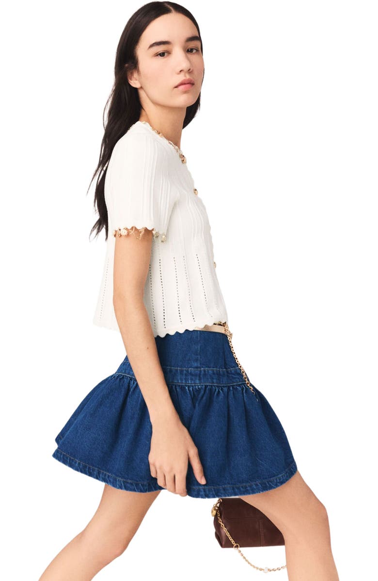 maje Gold jewellery cardigan, Alternate, color, White