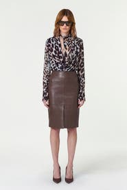 NICHOLAS Amara Double Layer Cowl Neck Printed Blouse
