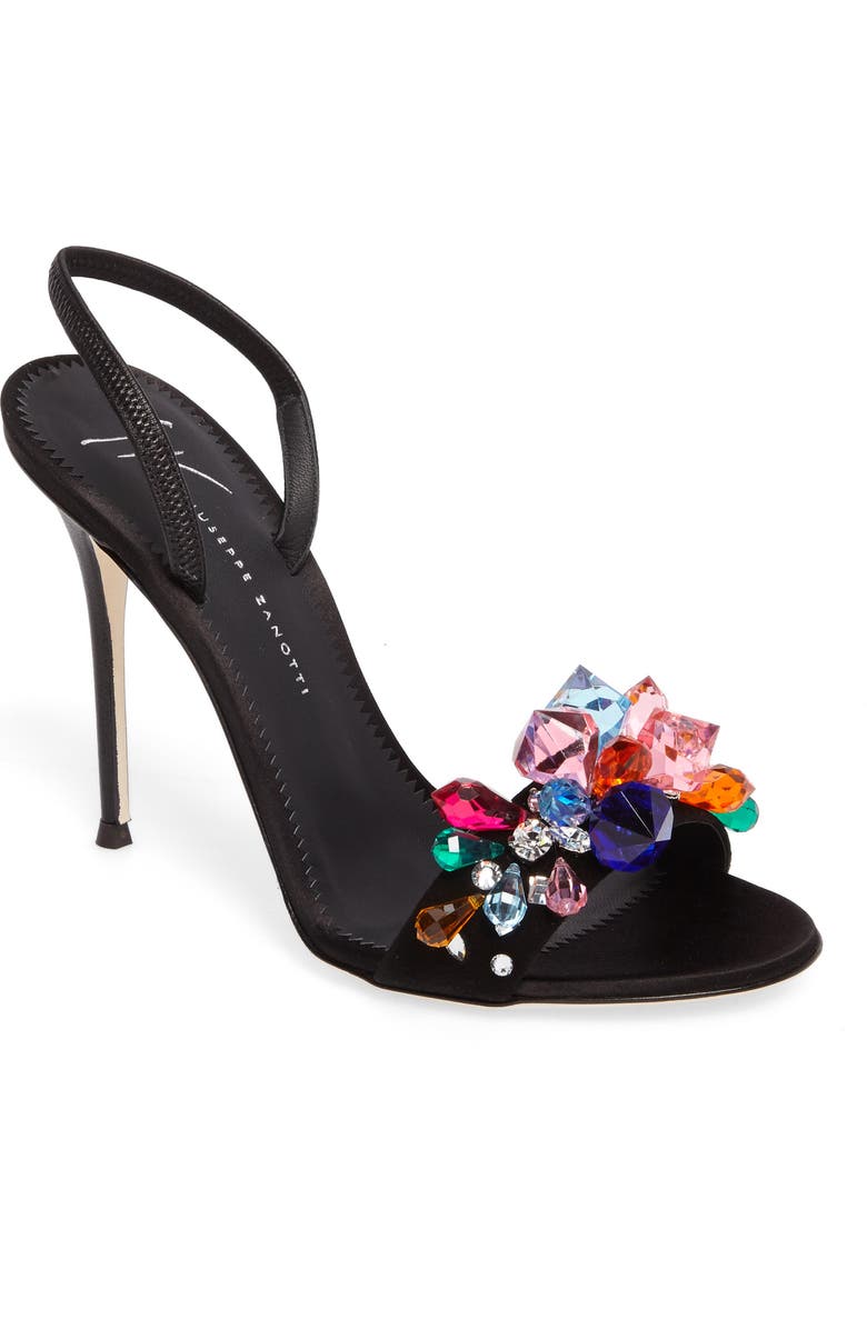 Giuseppe Zanotti Mistico Crystal Embellished Slingback Sandal, Main, color,