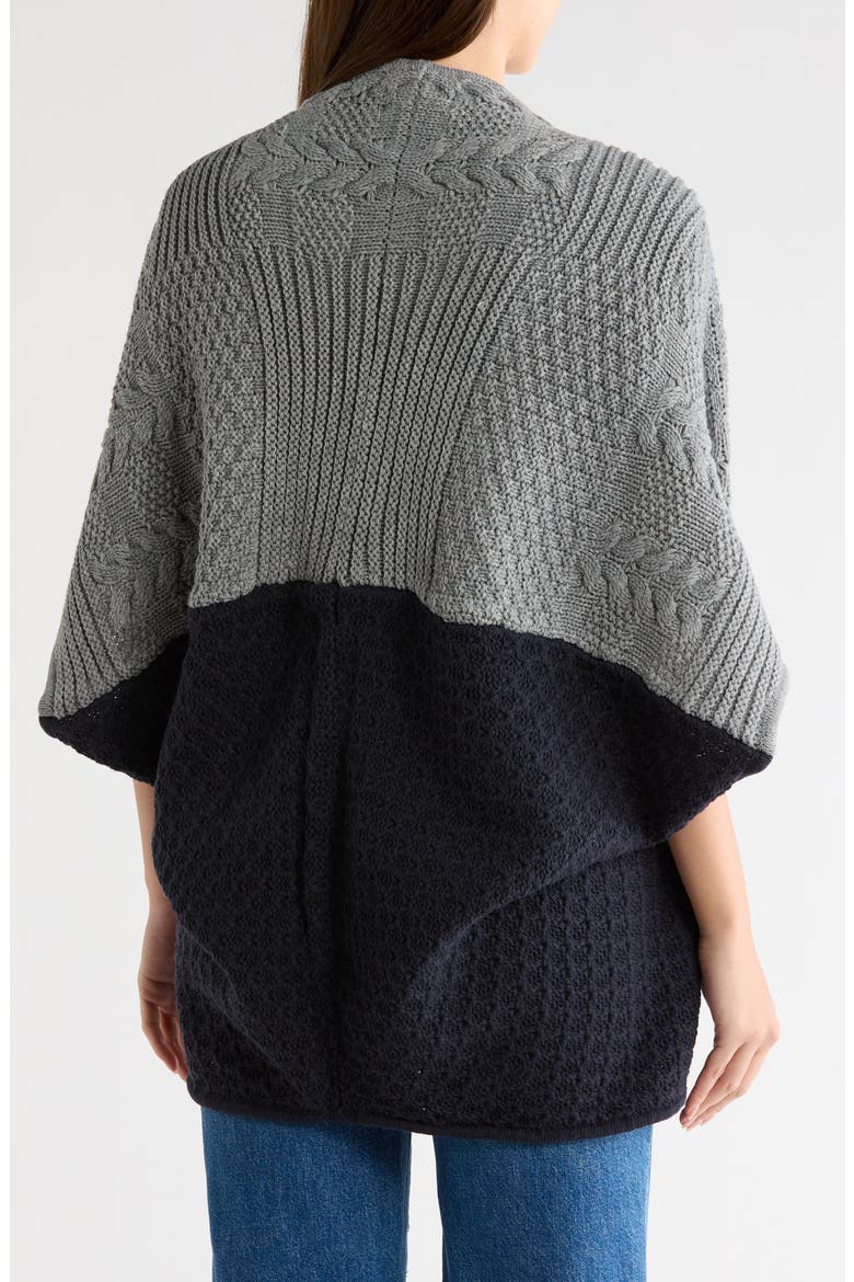 Knit Cocoon Ruana, Alternate, color, GREY/ BLACK