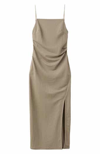 Spaghetti Strap Draped Midi Dress