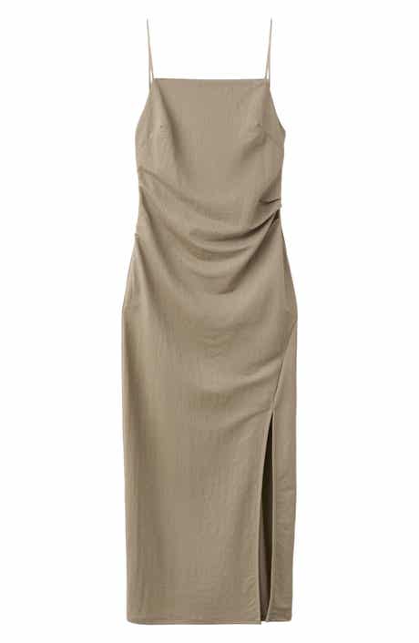 Spaghetti Strap Draped Midi Dress