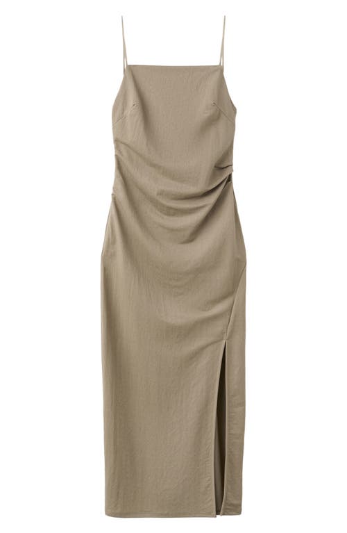 MANGO Spaghetti Strap Draped Midi Dress in Light/pastel Brown at Nordstrom, Size 4