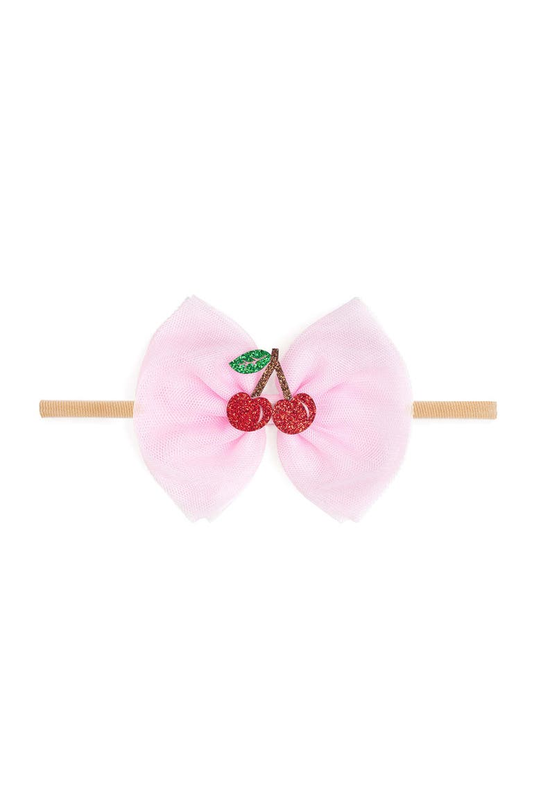 Cherry Tulle Bow Baby Headband, Main, color, Pink