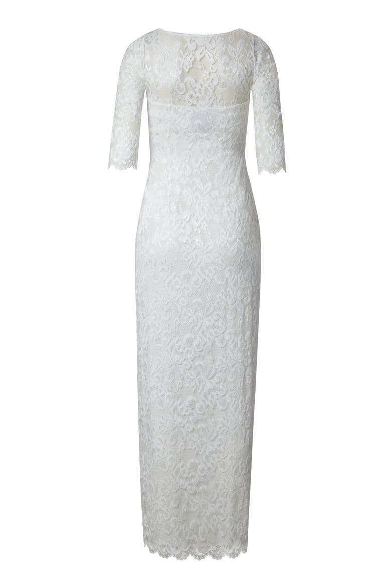 Lila 3/4 Sleeve Lace Maxi Gown, Alternate, color, Ivory