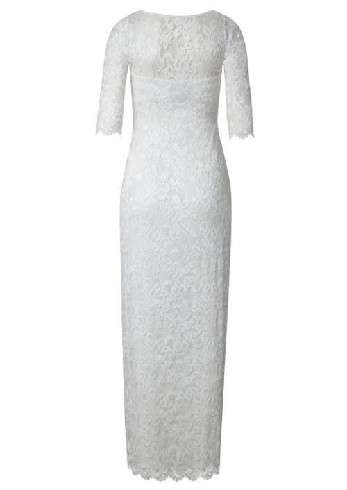 Alie Street London Lila 3/4 Sleeve Lace Maxi Gown In White