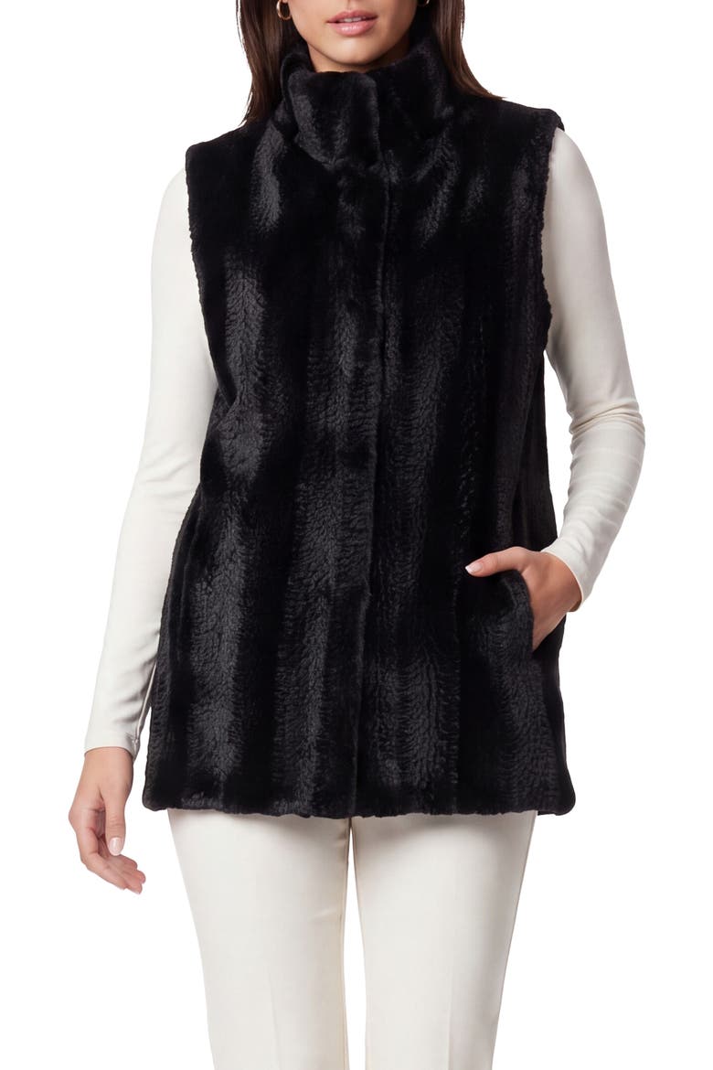 Fur-Free Mink (Faux Fur) Reversible Vest, Main, color, BLACK/BLACK