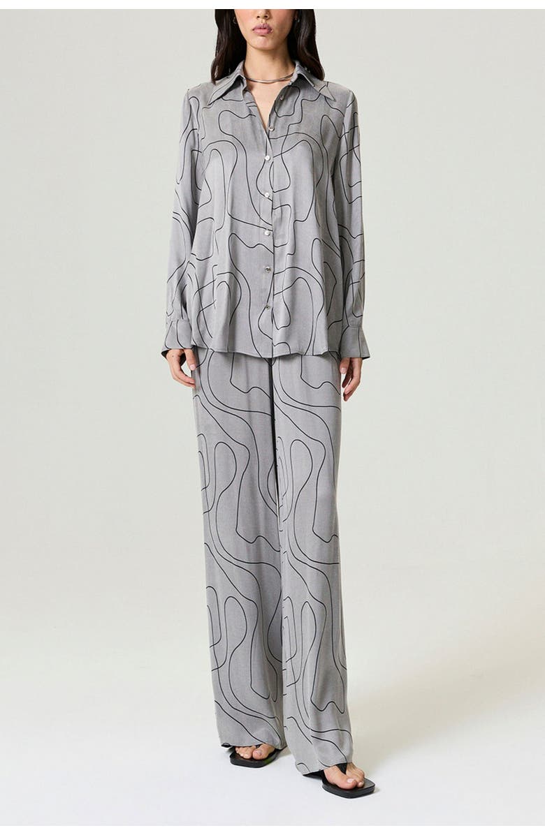 Nocturne Printed Draped Long Sleeve Shirt, Alternate, color, Multi-Colored