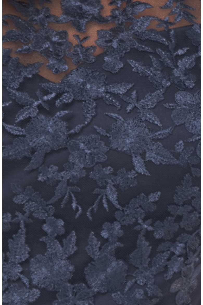 JS Collection Floral Embroidered Flutter Sleeve Gown, Alternate, color, NAVY