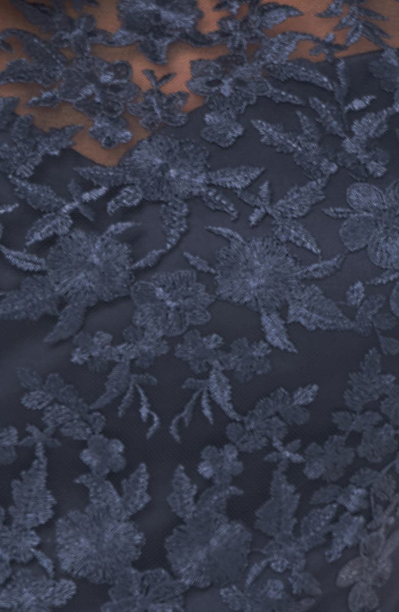 JS Collections JS Collection Floral Embroidered Flutter Sleeve Gown, Alternate, color, 