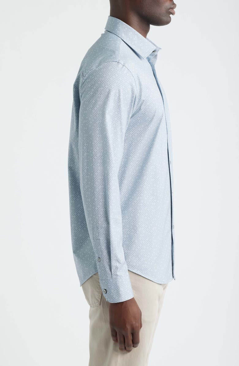 Bugatchi Jimmy OoohCotton<sup>®</sup> Geo Print Button-Up Shirt, Alternate, color, Platinum