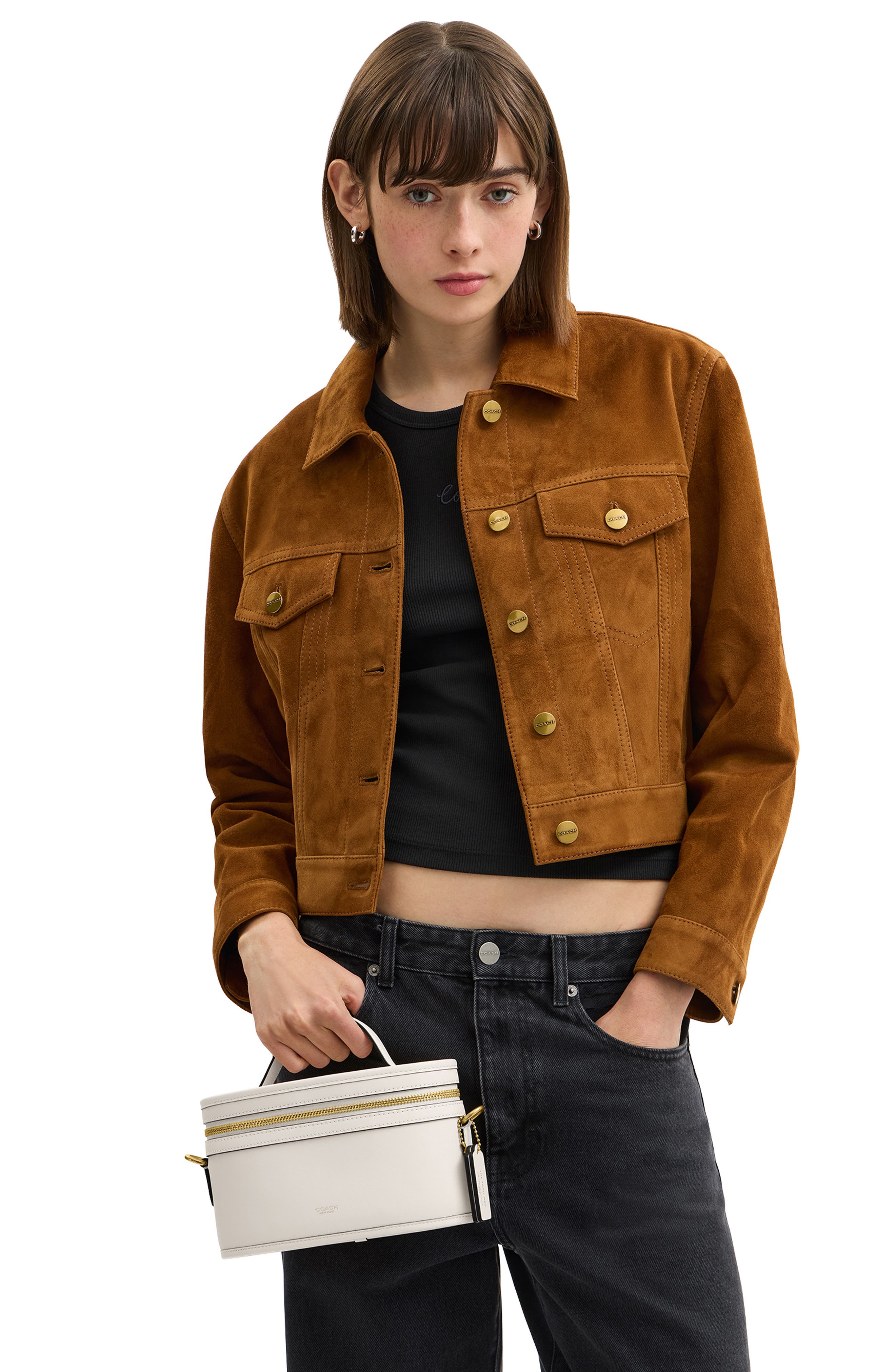 COACH Trail Leather Crossbody Bag, Alternate, color, Chalk