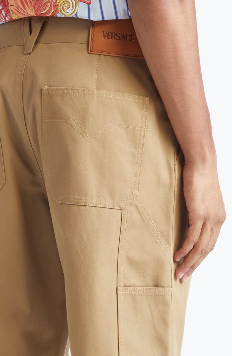 Versace Cotton Canvas Pants, Alternate, color, Dark Sand