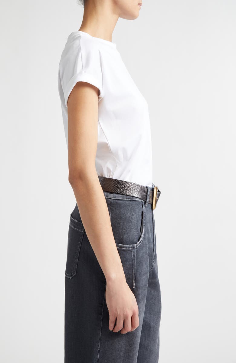 Eleventy Layered Crewneck Cotton T-Shirt, Alternate, color, White/Sky Blue