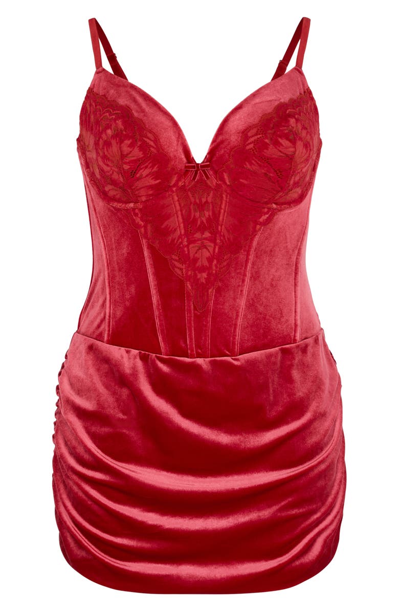 SAVAGE X FENTY Plush Rush Underwire Corset Slipdress, Alternate, color, Red Cognac