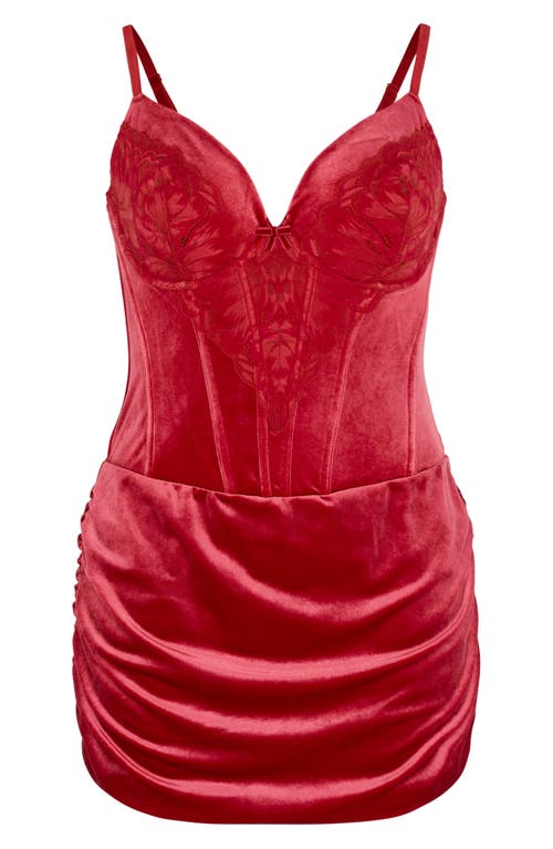Savage X Fenty Plush Rush Underwire Corset Slipdress In Red