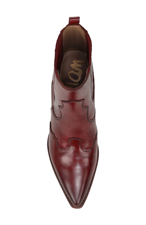 Sam Edelman West Ankle Boot Deep Scarlet Leather In Burgundy