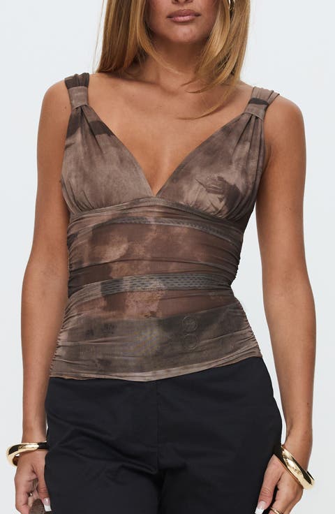 Emilea Abstract Print Mesh Tank
