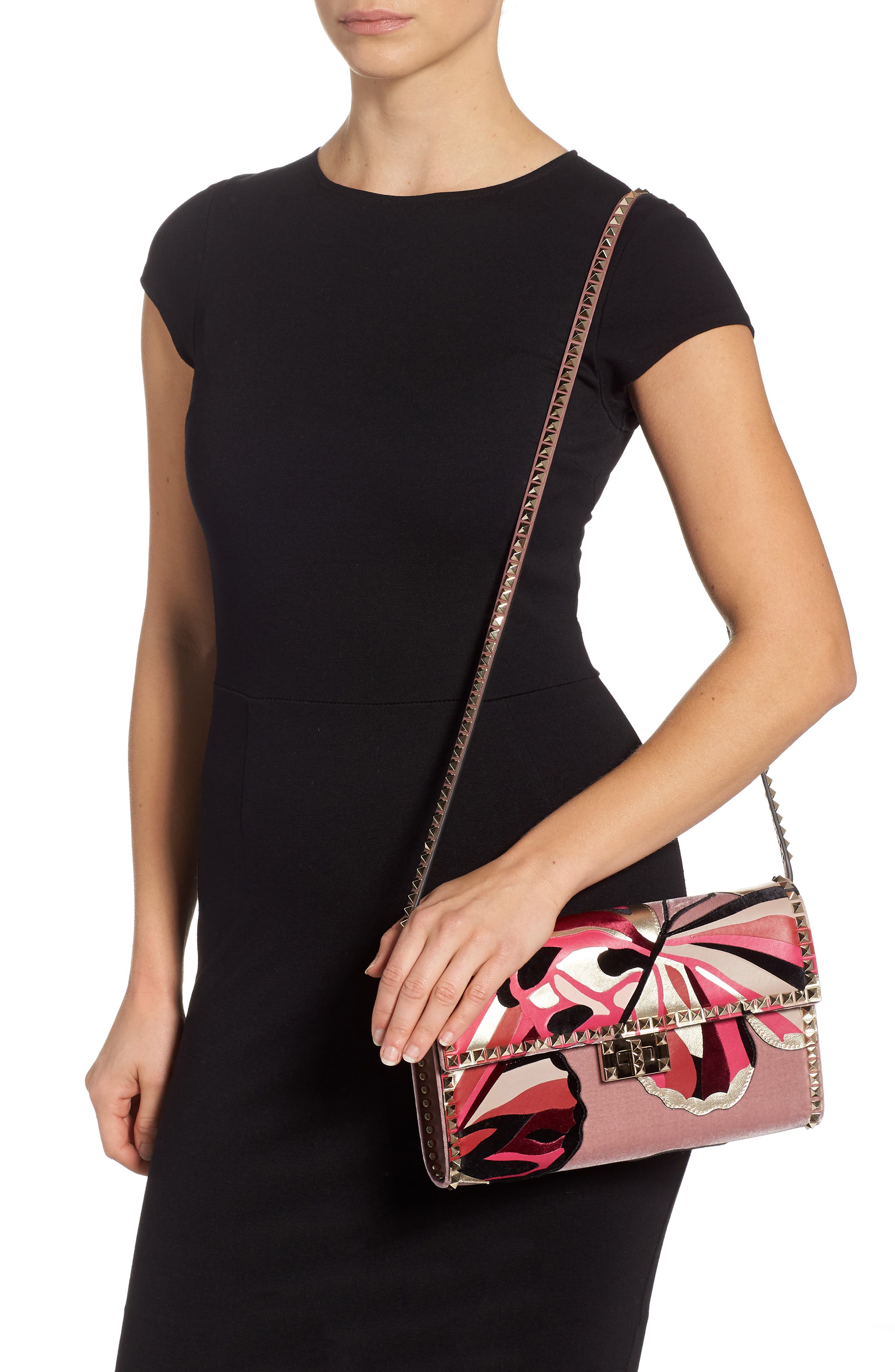 Valentino Garavani Patchwork Butterfly Leather & Textile Shoulder Bag ...