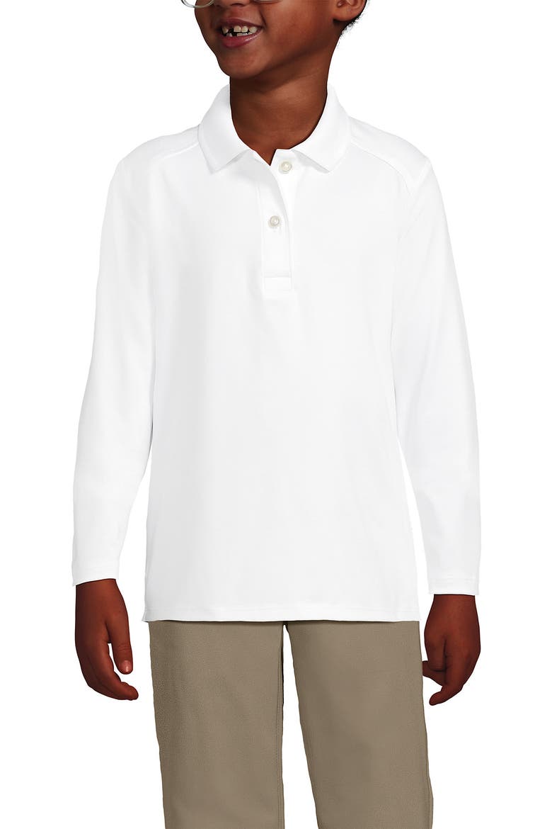 School Uniform Girls Long Sleeve Feminine Fit Rapid Dry Polo Shirt, Main, color, White