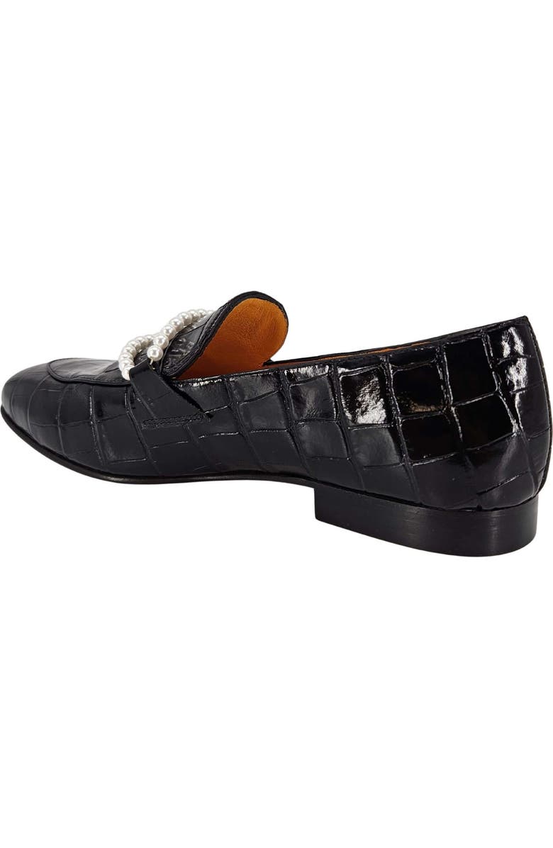 Madison Maison Leather Croc Embossed Pearl Flat Loafer, Alternate, color, Black
