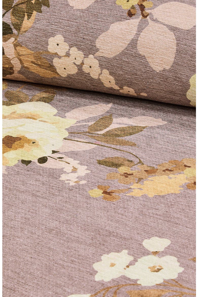 Taupe Wild Rose Washable Rug, Alternate, color, TAUPE