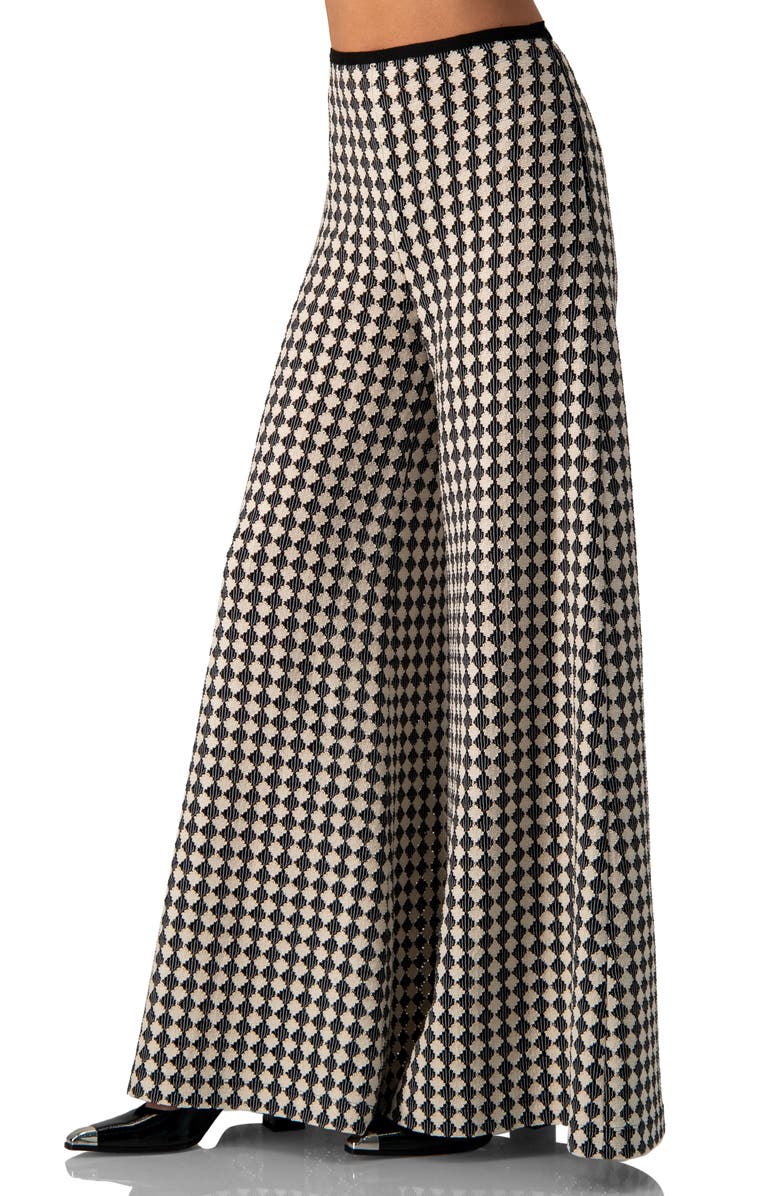 IVONNE Wide-Leg Knit Pants with Geometric Pattern, Alternate, color, Natural