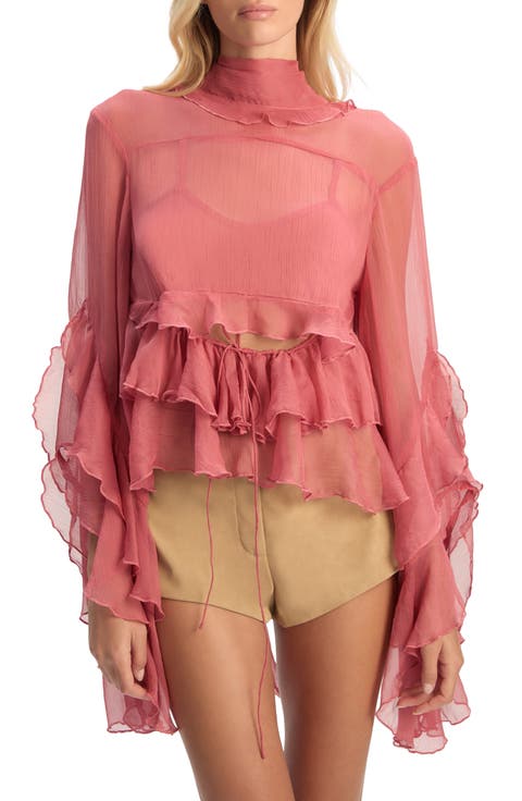 Anyssa Crinkle Chiffon Babydoll Top