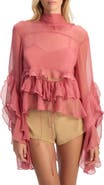 Bardot Anyssa Crinkle Chiffon Babydoll Top