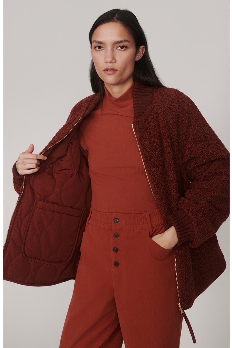 Serina Reversible Quilted Bomber Jacket, Alternate, color, CHERRY MAHOGANY