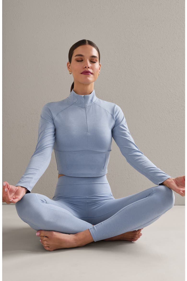 Heather Revive Crop Quarter Zip Top, Alternate, color, FOREVER BLUE HE