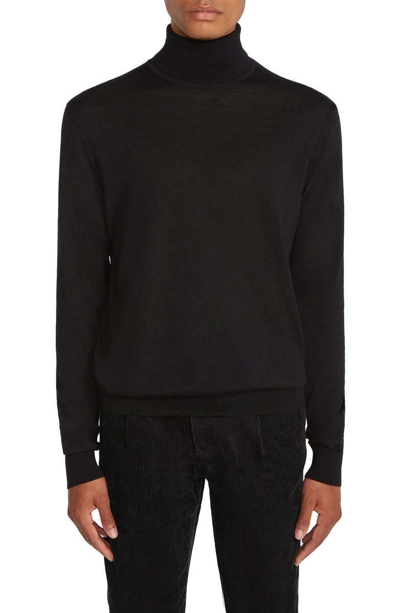 Jack Victor Wool, Silk & Cashmere Turtleneck Sweater, Main, color, Black
