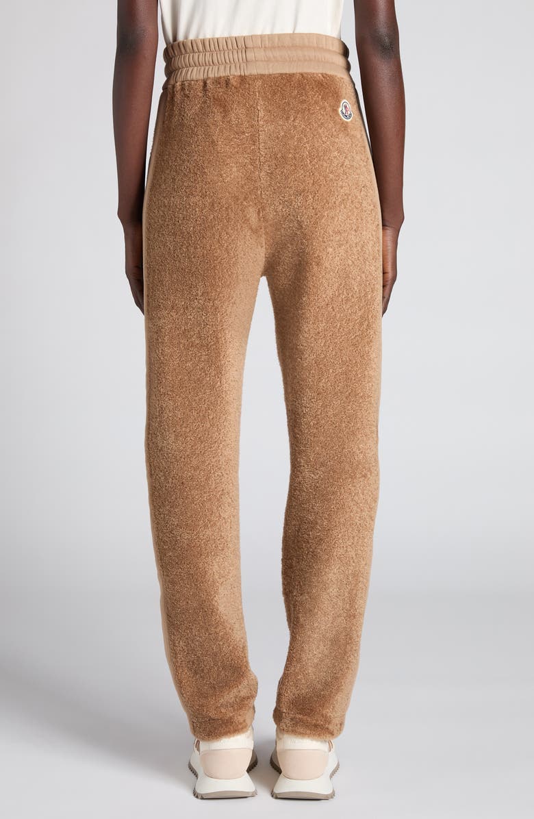 Moncler Mixed Media Fleece Sweatpants, Alternate, color, Warm Taupe