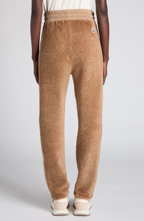 Moncler Mixed Media Fleece Sweatpants In Brown