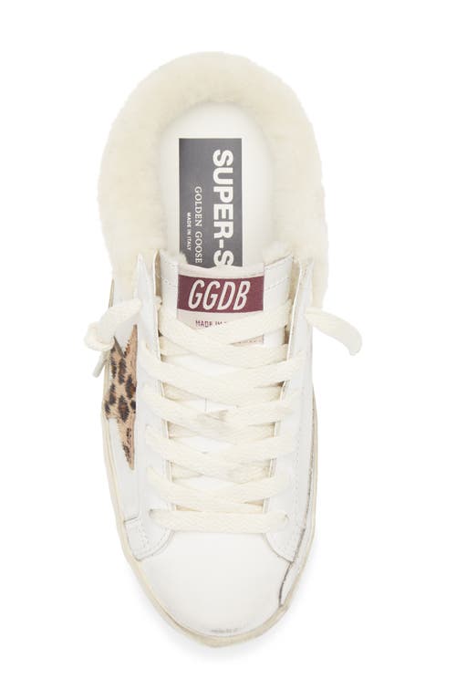 Golden Goose Super-star Sabot Geniune Shearling Mule Sneaker In White/leopard/beige