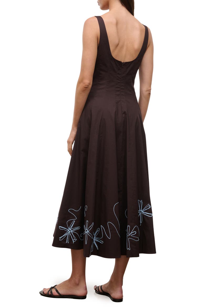 Wells Floral Stitch A-Line Midi Dress, Alternate, color, EARTH/ CLARITY EMBROIDERY