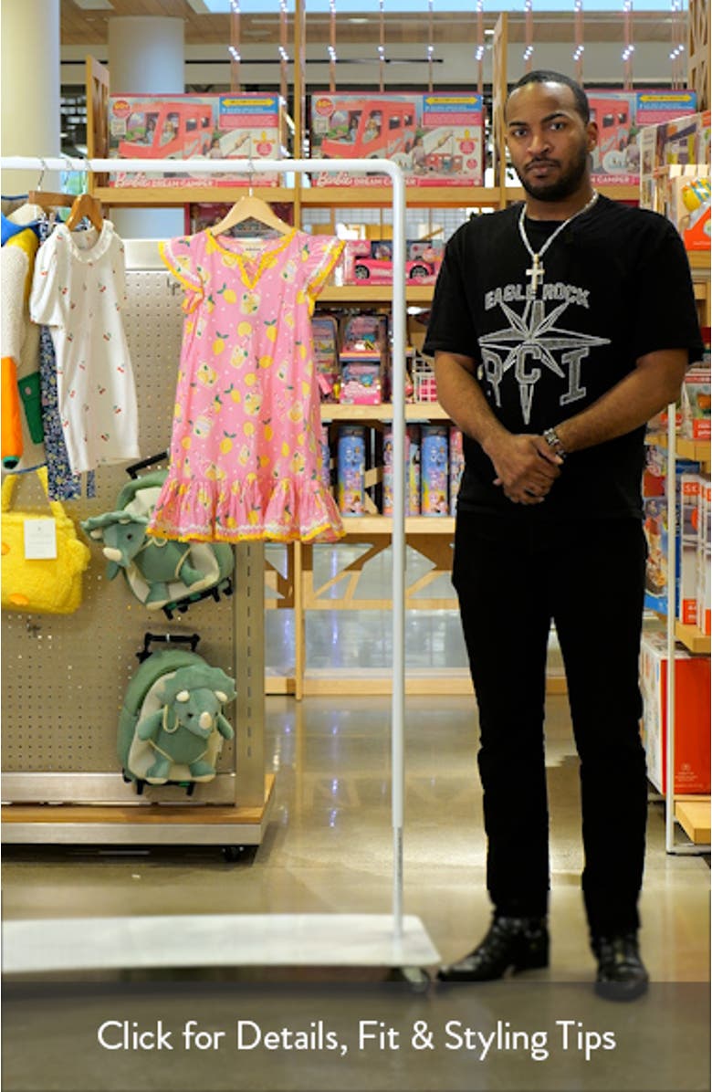 Kids' Lemon Print Cotton Beach Cover-Up Dress, sales video thumbnail